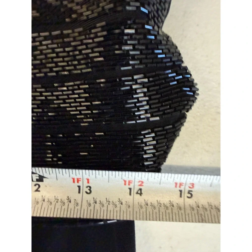 Dyamor Beaded‎ Black Midi Dress Y2K Luxe Minimalist Cocktail size 8